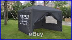 MCombo 10x10 EZ POP UP 4 WALLS CANOPY PARTY TENT GAZEBO WITH SIDES 6051-Black
