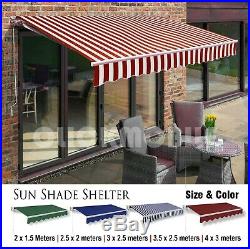 Manual Awning Canopy Retractable Garden Sun Shade Outdoor Patio Porch Shelter UK