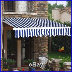Manual Patio 8.2'×6.5' Retractable Deck Awning Sunshade Shelter Canopy Outdoor