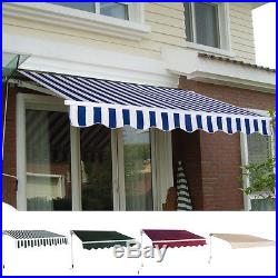 Manual Patio 8.2'×6.5' Retractable Deck Awning Sunshade Shelter Canopy Outdoor