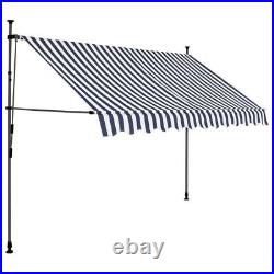 Manual Retractable Awning with LED 118.1 Blue and White