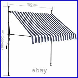 Manual Retractable Awning with LED 78.7 High Quality Blue and White