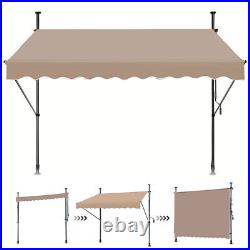 Manual Retractable Non Screw Awning 78x47 Sun Shade Shelter, Adjustable Height