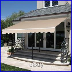 Manual Retractable Patio Awning Canopy Cover Sun Shade Outdoor Deck Yard Shelter