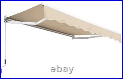Manual Retractable Patio Awning Sun Shade Garden Shelter with Protection Coating