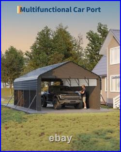 Metal Carport Enclosed 12x20 FT Outdoor All-Weather Carport Shelter for Car Boat