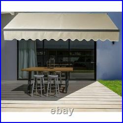 Motorized Retractable Black Frame Patio Awning 20x10 Ft Canopy Ivory Outdoor New