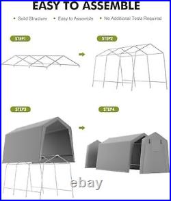 NEW 10 x 15 ft Carport Storage Shed, Portable Garage with Roll-up Zipper Door