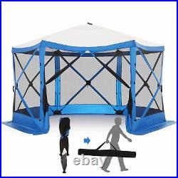 NEW Pop-up Camping Gazebo Camping Canopy Shelter 6 Sided 12 x 12ft Sun Shade#