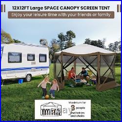 NEW Pop-up Camping Gazebo Camping Canopy Shelter 6 Sided 12 x 12ft Sun Shade