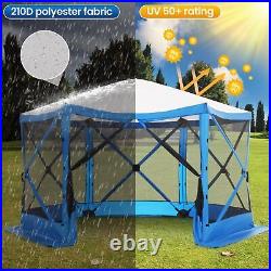NEW Pop-up Camping Gazebo Camping Canopy Shelter 6 Sided 12 x 12ft Sun Shade#