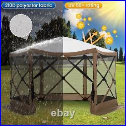 NEW Pop-up Camping Gazebo Camping Canopy Shelter 6 Sided 12 x 12ft Sun Shade