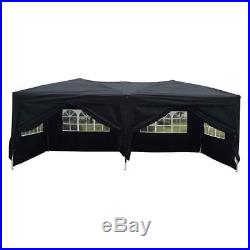 New 10'x 20' EZ POP UP Black Party Tent Wedding Gazebo Canopy Marquee 6 Walls