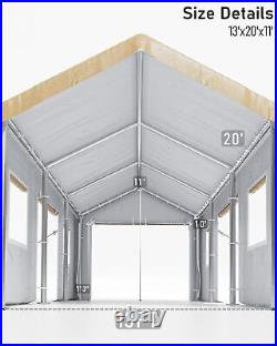 New 13x20ft Carport Canopy Heavy Duty Garage Shed Party Tent with4 Doors & Windows