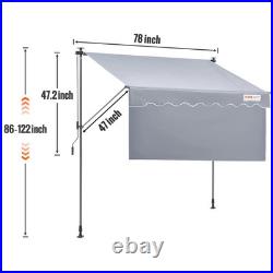 New Manual Awning Outdoor Retractable Sun Shade Water-Resistant Polyester Patio