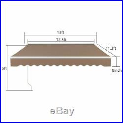 New-Style TAN 13×11.5ft Manual Retractable Awning Aluminium canopy Patio Cover