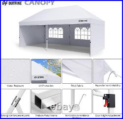 OUTFINE Canopy 10'X20' Pop up Canopy Gazebo Commercial Tent with 4 Removable Sid