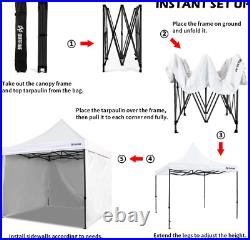 OUTFINE Canopy 10x10 Pop Up Commercial Canopy Tent with 3 Side Walls Instant