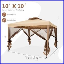Outdoor 10' x 10' Gazebo Tent Camping Canopy withSteel Frame for Parties Gathering