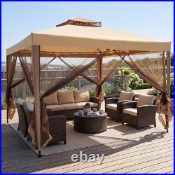 Outdoor 10' x 10' Gazebo Tent Camping Canopy withSteel Frame for Parties Gathering