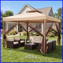 Outdoor 10' x 10' Gazebo Tent Camping Canopy withSteel Frame for Parties Gathering