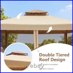 Outdoor 10' x 10' Gazebo Tent Camping Canopy withSteel Frame for Parties Gathering