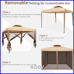 Outdoor 10' x 10' Gazebo Tent Camping Canopy withSteel Frame for Parties Gathering