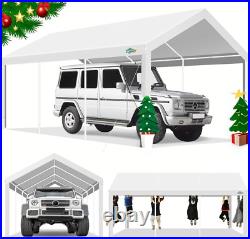 Outdoor 10'x20' Carport with Doors&Sidewalls, Heavy Duty Canopy Garage Shed Tent