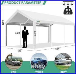Outdoor 10'x20' Carport with Doors&Sidewalls, Heavy Duty Canopy Garage Shed Tent