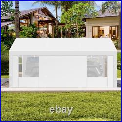 Outdoor 10'x20' Carport with Doors&Sidewalls, Heavy Duty Canopy Garage Shed Tent\