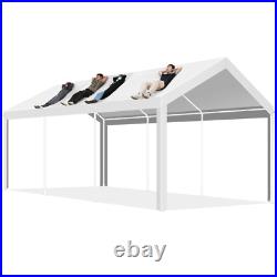 Outdoor 10'x20' Carport with Doors&Sidewalls, Heavy Duty Canopy Garage Shed Tent\