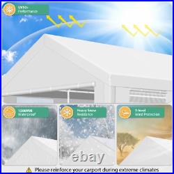 Outdoor 10'x20' Carport with Doors&Sidewalls, Heavy Duty Canopy Garage Shed Tent\