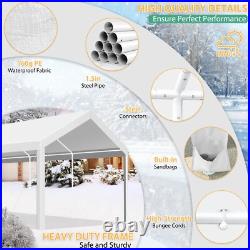 Outdoor 10'x20' Carport with Doors&Sidewalls, Heavy Duty Canopy Garage Shed Tent\