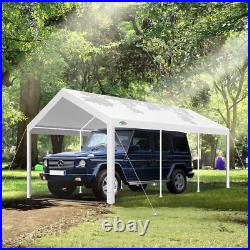Outdoor 10'x20' Carport with Doors&Sidewalls, Heavy Duty Canopy Garage Shed Tent