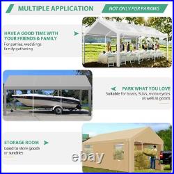 Outdoor 10'x20' Carport with Doors&Sidewalls, Heavy Duty Canopy Garage Shed Tent\