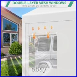 Outdoor 10'x20' Carport with Doors&Sidewalls, Heavy Duty Canopy Garage Shed Tent\