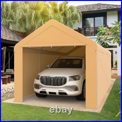 Outdoor 10'x20' Carport with2 Doors&Sidewalls, Heavy Duty Canopy Garage Shed Tent