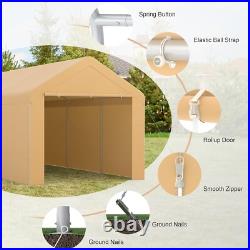 Outdoor 10'x20' Carport with2 Doors&Sidewalls, Heavy Duty Canopy Garage Shed Tent