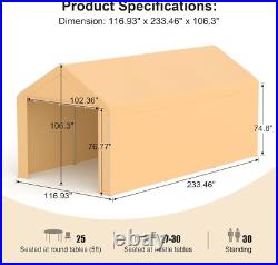 Outdoor 10'x20' Carport with2 Doors&Sidewalls, Heavy Duty Canopy Garage Shed Tent