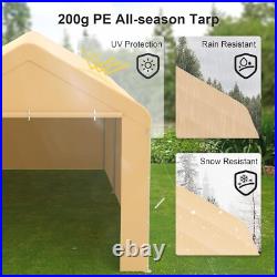 Outdoor 10'x20' Carport with2 Doors&Sidewalls, Heavy Duty Canopy Garage Shed Tent