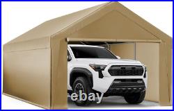 Outdoor 10'x20' Heavy Duty Carport with2 Doors&2 Sidewalls, Canopy Garage Tent Shed