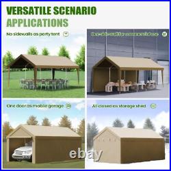 Outdoor 10'x20' Heavy Duty Carport with2 Doors&2 Sidewalls, Canopy Garage Tent Shed