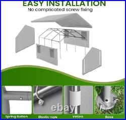 Outdoor 10'x20' Heavy Duty Carport with2 doors&2 Sidewalls, Canopy Garage Shed Tent