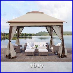 Outdoor 11 x Ft 2-Tier Soft Top Pop up Gazebo Canopy with Removable Zipper