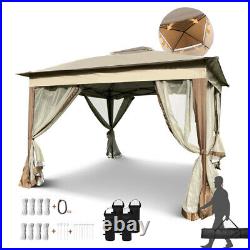 Outdoor 11 x Ft 2-Tier Soft Top Pop up Gazebo Canopy with Removable Zipper