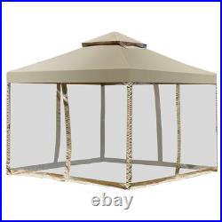 Outdoor 2-Tier 10'x10' Gazebo Canopy Shelter Awning Tent Patio Garden Brown New