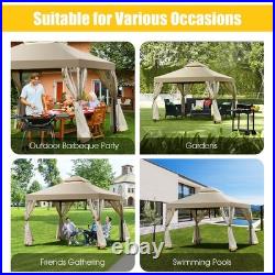 Outdoor 2-Tier 10'x10' Gazebo Canopy Shelter Awning Tent Patio Garden Brown New