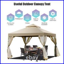 Outdoor 2-Tier 10'x10' Gazebo Canopy Shelter Awning Tent Patio Garden Brown New