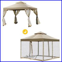 Outdoor 2-Tier 10'x10' Gazebo Canopy Shelter Awning Tent Patio Garden Brown New