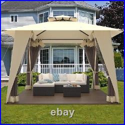 Outdoor 2-Tier Canopy Patio Gazebo 11.5' x 11.5' Party Tent with Mosquito Netting